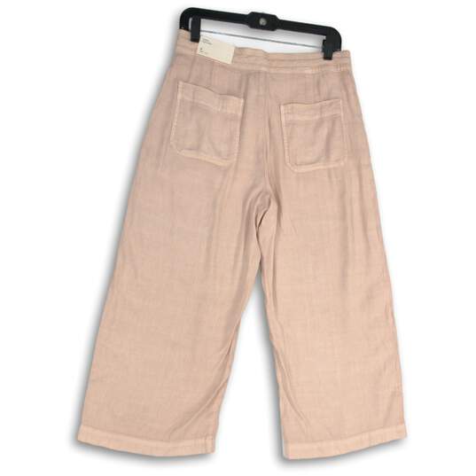 NWT Womens Pink Flat Front Slash Pocket Wide-Leg Drawstring Cropped Pants Size 8 image number 2