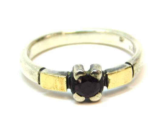 Artisan 925 & Vermeil Accent Garnet Band Ring Hematite Drop Earrings & Dark Pearls Granulated Beaded Toggle Bracelet 19.2g image number 4