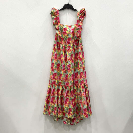 NWT Womens Pink Floral Print Flutter Sleeve Tiered Open Back Sundress Sz 2X image number 1