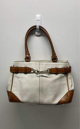 COACH F11199 Hampton Tan Brown Leather Satchel Bag