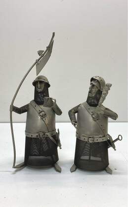 Rare Medieval Knights Pair of Metal Handcrafted Renaissance Metal Figurines
