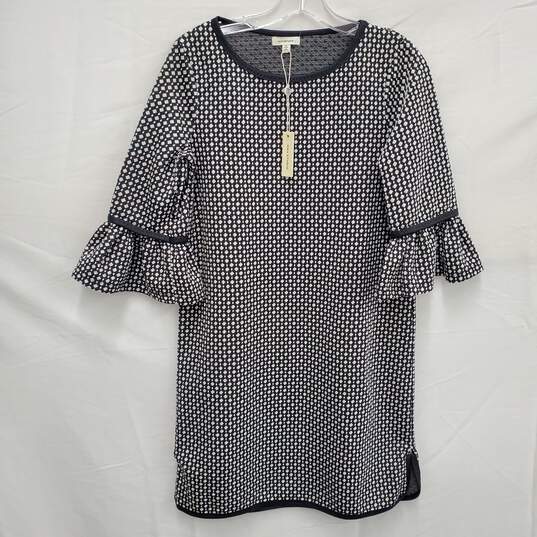 NWT Max Studio WM's Black & White Shift Bell Sleeve Dress Size SM image number 1