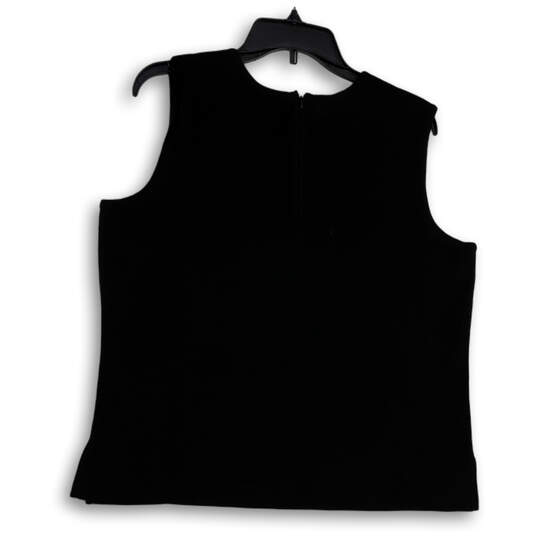 NWT Womens Black Sleeveless Crew Neck Back Zip Cropped Tank Top Size XL image number 2
