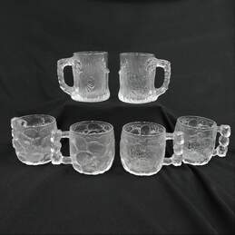 6 Vintage McDonalds Flintstones Glass Bedrock Mugs Drinking Cups Rocdonalds