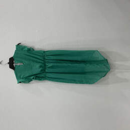 Womens Green Ruffle Cap Sleeve Hi-Low Hem Round Neck Shift Dress Size M alternative image