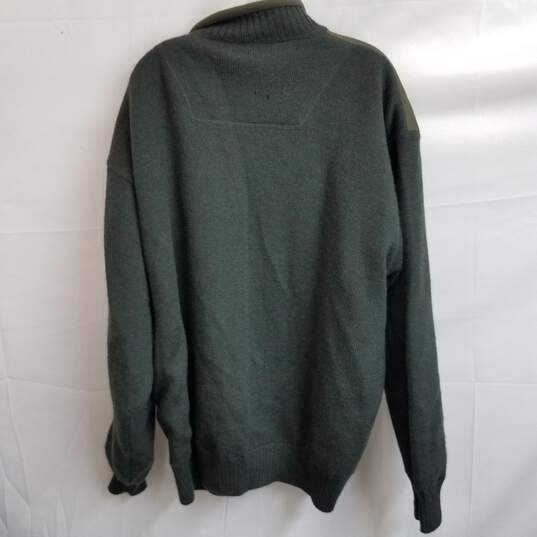 Men's insulated dark green knit fleece zip jacket 3XL image number 2