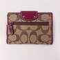 Coach Signature Canvas Bifold Wallet Turnlock Brown Burgundy image number 2