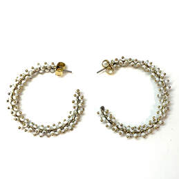 Designer J. Crew Gold-Tone Fashionable White Beaded Hoop Earrings alternative image