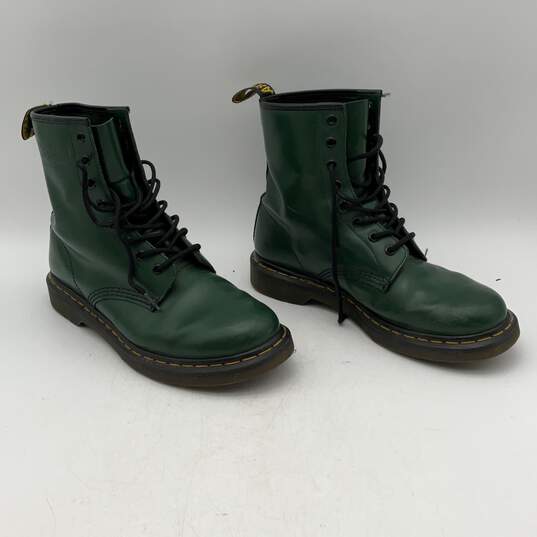 Dr. Martens Womens 1460 Green Leather Smooth Lace-Up Combat Boots Size 10 image number 5