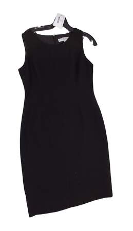 Womens Black Sleeveless Back Zip Round Neck Tank Dress Size 8P