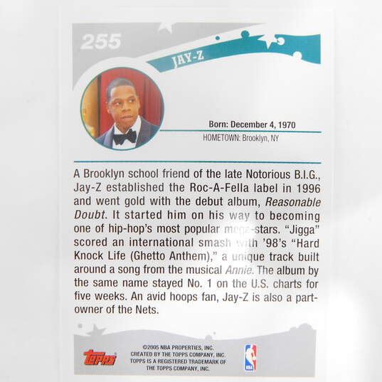 2005-06 Jay-Z  Topps Rookie Card image number 4
