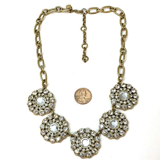 Designer J. Crew Gold-Tone Clear Crystal Cut Stone Statement Necklace image number 3