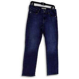 Womens Blue Denim Classic Medium Wash Pockets Straight Leg Jeans Size 6