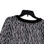 Womens Black White Abstract Split Neck Pullover Tunic Blouse Top Size S image number 4