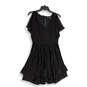 Womens Black Round Neck Short Sleeve Back Zip Fit & Flare Dress Size Small image number 1