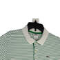 Mens White Green Striped Short Sleeve Spread Collar Polo Shirt Size 7/XXL image number 3