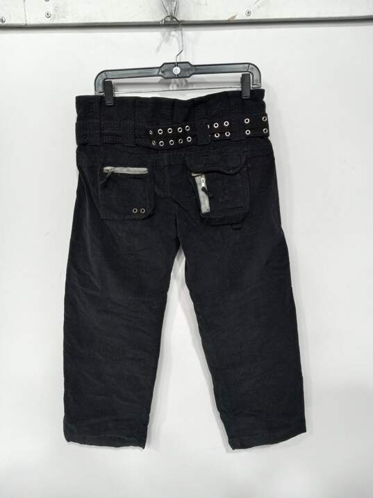 Pete & Greta Women's Black Mini Cord Cargo Pants Size 4 NWT image number 2