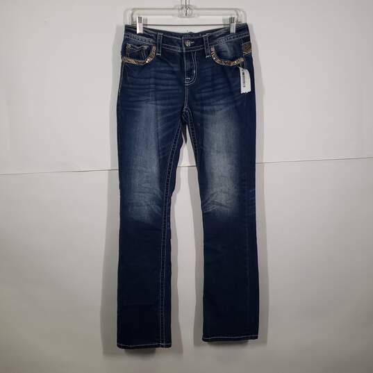 Womens Slim Fit Mid Rise Denim 5 Pocket Design Bootcut Leg Jeans Size 29 image number 1
