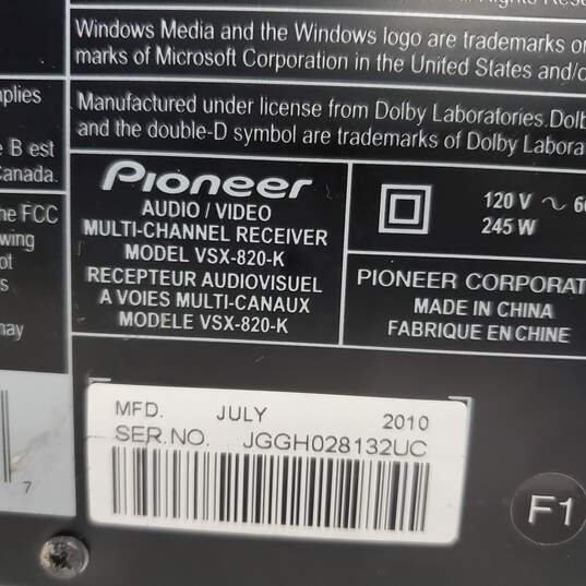 Pioneer VSX-820 Audio/Video Multi-Channel Receiver - Parts/Repair Untested image number 9