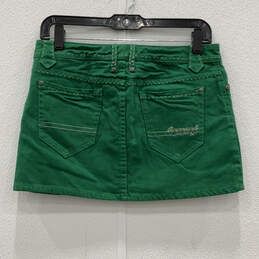 Authentic NWT Womens Green Stretch Flat Front Pocket Mini Skirt Size 4 alternative image