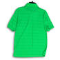 Mens Green Striped Collared Button Front Short Sleeve Polo Shirt Size Small image number 2