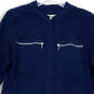 Womens Blue Crew Neck Zipped Pockets Button Front Casual Shirt Dress Size 6 image number 3