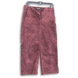 Womens Pink Flat Front Slash Pockets Stretch Wide-Leg Cropped Pants Size 6