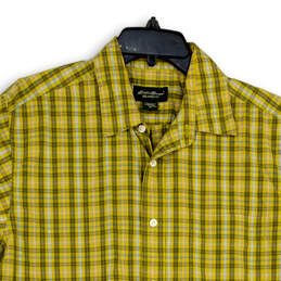 Mens Yellow Plaid Relaxed Fit Short Sleeve Collared Button Up Shirt Size M alternative image