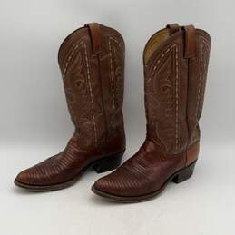 Dan Post Mens Brown Leather Embroidered Knee Length Cowboy Western Boots Sz 9.5 alternative image
