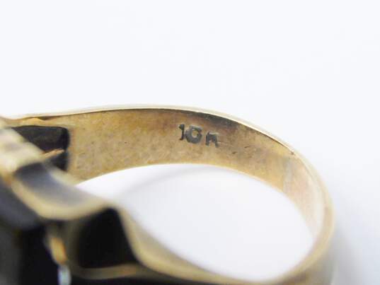 Vintage 10k Yellow Gold Glass Etched Letter Ring 5.5g image number 5