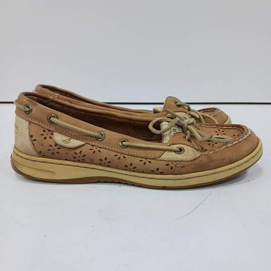 Womens Top Sider 9265943 Beige Leather Slip On Round Toe Boat Shoes Size 8.5 M image number 3