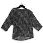 Womens Black White Animal Print 3/4 Sleeve V-Neck Pullover Blouse Top Sz 3X image number 4
