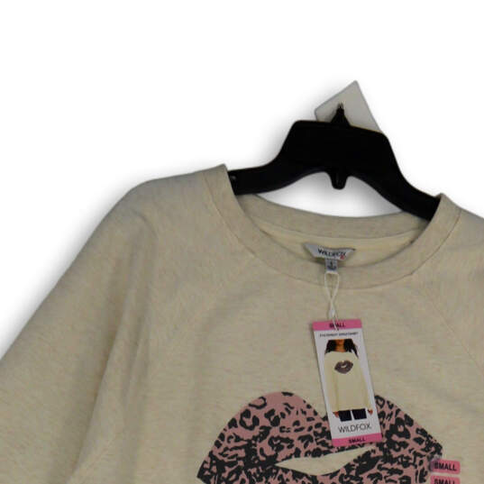 NWT Womens Ivory Graphic Crew Neck Long Sleeve Pullover Sweatshirt Size S image number 3