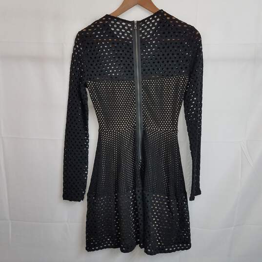 BCBG black textured knit long sleeve dress S nwt image number 2