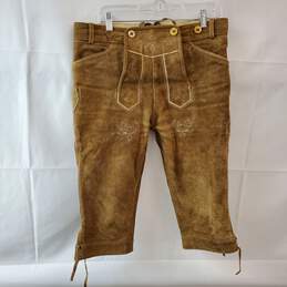Brown Leather Size 50 Lederhosen Pants Without Suspenders