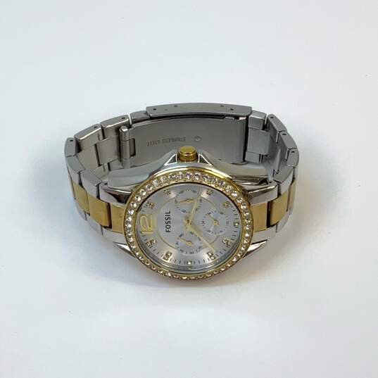 Designer Fossil Riley ES3204 Multifunction Two-Tone Strap Analog Dial Wristwatch image number 2