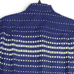 NWT Mens Blue White Geometric Print Short Sleeve Button Up Shirt Size L alternative image