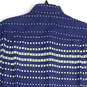 NWT Mens Blue White Geometric Print Short Sleeve Button Up Shirt Size L image number 2