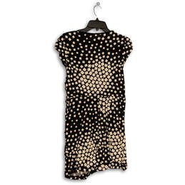Womens Black Geometric Cap Sleeve V Neck Pullover Wrap Mini Dress Size L alternative image
