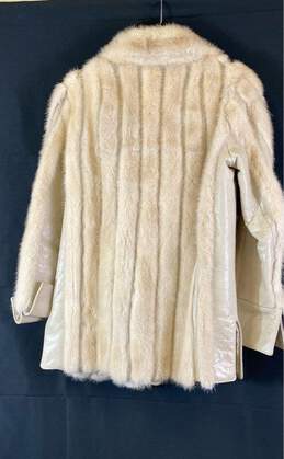 Womens Ivory Mink Fur Long Sleeve Spread Collar Button Front Coat Size Medium alternative image