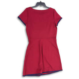 Womens Red Round Neck Short Sleeve Pullover A-Line Dress Size 8 alternative image