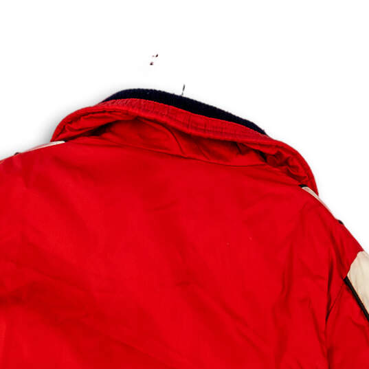 Vintage Mens Red White Long Sleeve Full-Zip Windbreaker Jacket Size Large image number 4