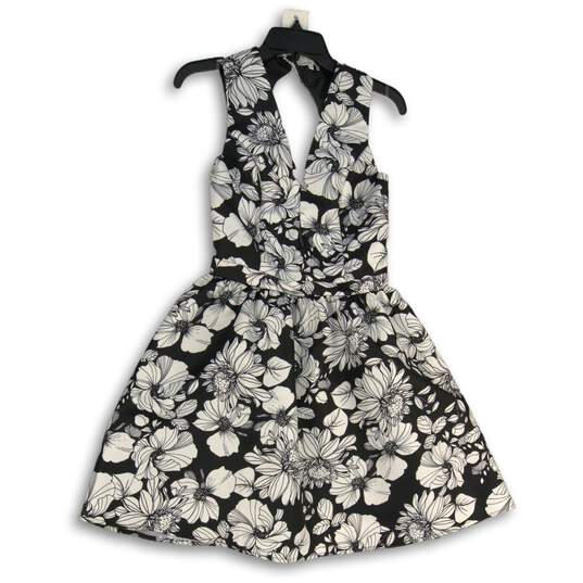 Charlotte Russe Womens Black White Floral Sleeveless Fit & Flare Dress Size S image number 1