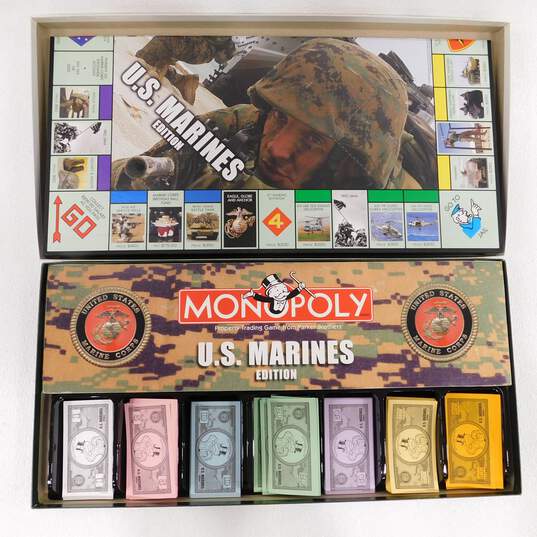 Hasbro/USAopoly Brand U.S. Marines Edition Monopoly Board Game (Complete) image number 1