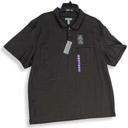 NWT Mens Gray Stretch Spread Collar Short Sleeve Polo Shirt Size XXL