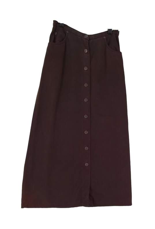 Womens Brown Dark Wash Button Front Comfort Aline Skirt Size 2 image number 3