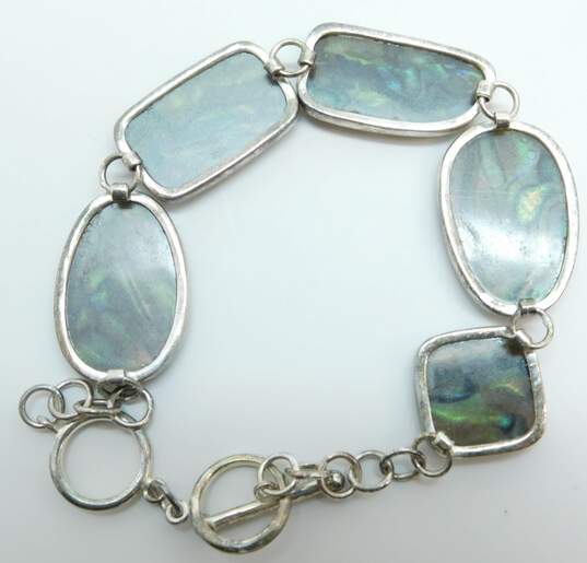 Sterling Silver Abalone Toggle Bracelet & Abstract Necklace 30.4g image number 5