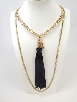 Designer Marc by Marc Jacobs Gold Tone Chain & Marc Jacobs Decadence Gold Tone & Black Tassel Statement Necklace