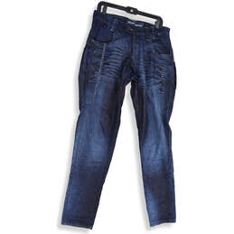 Mens Blue Denim Medium Wash Pocket Stretch Skinny Leg Jeans Size 31/34