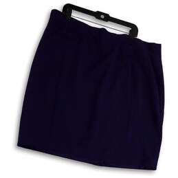 Womens Blue Flat Front Back Zip Regular Fit Classic Mini Skirt Size 22